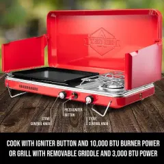 Hike Crew 2-in-1 Portable Gas Camping Stove/Grill with Griddle