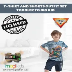 Monster Jam Maximum Destruction Megalodon El Toro Loco T-Shirt and Shorts Outfit Set Toddler to Big Kid