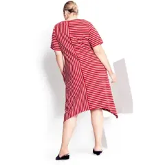 Women's Plus Size  Zena Stripe Dress - red | REFINITY