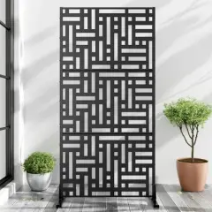 Lirago 72 in Galvanized Metal Garden Privacy Screen & Fence