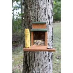 Uncle Dunkels Ultimate Squirrel Munch Box Feeder; Rustic Handmade Squirrel Food Box
