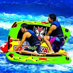 WOW Watersports 13-1010 Big Bazooka Steerable 1 to 4 Person Inflatable River Lake Towable Tube Float with 10 Double Webbing Handles and Nylon Cover