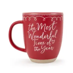 Elanze Designs Wonderful Raw Clay Bottom Red 16 ounce Ceramic Christmas Coffee Mugs Set of 4