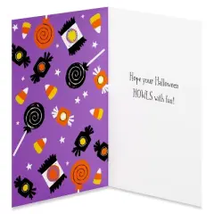 Halloween Card for Kids' Playful Dog and Candy
