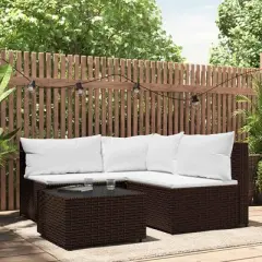 vidaXL Patio Lounge Set Brown, Cream white