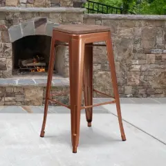 Emma and Oliver 30"H Backless Barstool with Square Wood Seat