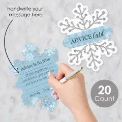 Big Dot of Happiness Winter Wonderland - Wish Card Snowflake Holiday Party and Winter Wedding Activities - Shaped Advice Cards Game - Set of 20