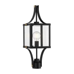 Savoy House Raeburn 1 - Light Post Light in  Matte Black/Weathered Brushed Brass