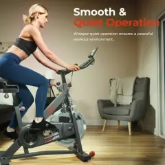 Sunny Health & Fitness Pro Indoor Cycling Bike with Felt Resist, Belt Drive and Bluetooth Smart Exercise Bike - Gray