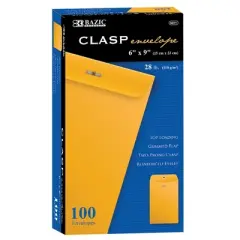 BAZIC PRODUCTS Clasp Envelope, 6" x 9", Box of 100