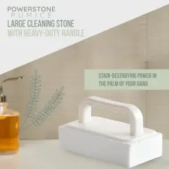 Powerstone Pumice Large Pumice Cleaning Stone with Horizontal Handle - 20% Denser with Fine Grit | 5" x 3" x 1.5"