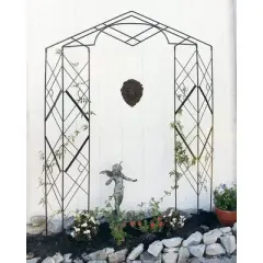 Achla Designs 76" Modern Athena Decorative Iron Garden Trellis Black Powder Coat Finish: Corrosion-Resistant Metal Obelisk