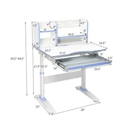 Costway Kids Writing Desk Student Study Table Height Adjustable w/Tilt Desktop