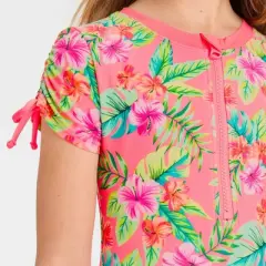 Girls' Tropical Charm Leaf Printed One Piece Rash Guard Swimsuit - Cat & Jack&trade;