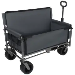 NAYSAYE Wagon Convertible Folding Utility Cart with Bench and All Terrain Wheels for Outdoor Adventures, Gray, 37"*24.02"*40.94"