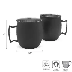 Houdini 2pk Moscow Mules Barware Set Black: Stainless Steel Bar Tools, Hand Wash, 2 Pieces