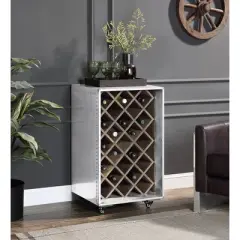 21.26" Raini Wine Rack Aluminum - Acme Furniture: 35.43" High, Holds 23 Bottles, Wood Composite