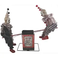 Seasonal Visions Animated See-Saw Clowns Halloween Decoration - 36 in x 48 in - Multicolored
