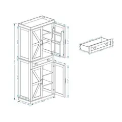 TIRAMISUBEST 71 Inch White Kitchen Pantry Cabinet with 4 Doors and Wooden Accent Storage Shelves