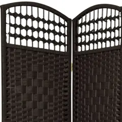 5 1/2 ft. Tall Fiber Weave Room Divider - Black (3 Panels)