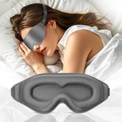 3D Deep Contoured Zero Pressure Sleep Eye Mask for Men and Women, Blackout Blindfold with Adjustable Strap for Travel, Home, Nap , Gray