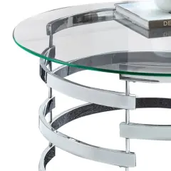 Tayside Cocktail Table Glass and Chrome - Steve Silver: Circular, Chrome Frame, Tinted Top