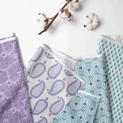 Bacati - Paisley Isabella Purple Lilac Aqua 4 pc Crib Bedding Set with Diaper Caddy