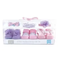 Hudson Baby Infant Girl Headband and Socks Giftset 6pc, Magical Unicorn, One Size