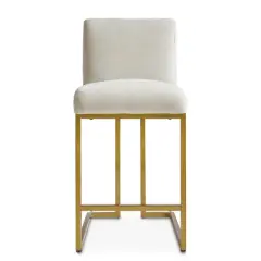 Set of 2 Mason 25" Contemporary Armless Upholstered Fabric With Gold Metal Sled Legs Counter Height Barstools-The Pop Maison