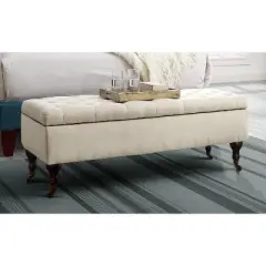 Collette Tufted Bench with Storage Butter Cream - Adore Decor