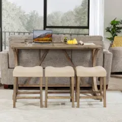 Bella Depot 4-Piece Bar Table Set with Dining Bar Table and Chairs for Living Room, Dining Room, Game Room