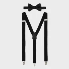 Men's Herringbone Stretch Suspender - Goodfellow & Co&trade; Black One Size: Adjustable Clip Style