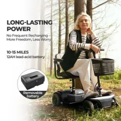 Scooters for Adults 4 Wheel Powered Mobility Scooters Folding Electric Bike for Seniors 330 lbs Capacity Bicycle 20 Miles LED Light