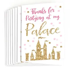 Big Dot of Happiness Little Princess Crown - Pink and Gold Princess Baby Shower or Birthday Party Thank You Cards (8 count)