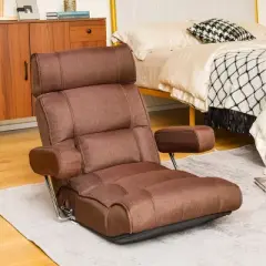 Costway Adjustable Lazy Sofa with Stepless Adjustable Back & 6-position Head/Lumbar/Seat Brown/Gray/Blue
