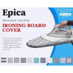 EPICA Silicone Coated Ironing Board Cover &ndash; Scorch & Stain Resistant, 15"x54", Grey Circles Design