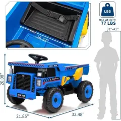 12V Ride On Dump Truck for Kids, with Remote Control, Construction Vehicles with Dump Bed & Shovel, Music, Headlights