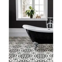 FloorPops 10ct 12"x12" Villa Peel and Stick Floor Tiles Off White: Water-Resistant Vinyl Mosaic Flooring Panels