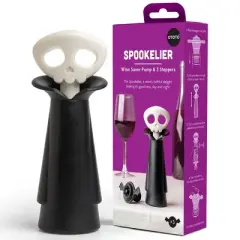 Ototo 4pc Spookelier Wine Saver Pump and Stoppers Plastic Wine Kit Black