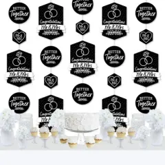 Big Dot of Happiness Mr. and Mrs. - Black and White Wedding or Bridal Shower DIY Dangler Backdrop - Hanging Vertical Decorations - 30 Pieces