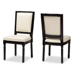 Set of 2 Louane Faux Leather Upholstered and Wood Dining Chairs Beige/Black - Baxton Studio