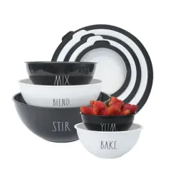 Rae Dunn Mixing Bowls with Lids - 10 Piece Plastic Nesting Bowls Set includes 5 Prep Bowls and 5 Lids