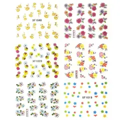 Wrapables Nail Art Water Nail Stickers Water Transfer Stickers / Nail Art Tattoos / Nail Art Decals, Colorful Flowers (6 Sheets)