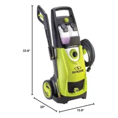 Sun Joe Electric Pressure Washer, Portable 14.5 Amp Corded Power Washer with Wheels, Fixed Brush, Turbo Nozzle and 5 Hose Nozzles, SPX3000-PK1, Green