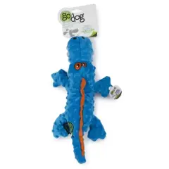 goDog Gator Squeaker Plush Pet Toy, Chew Guard Technology for Dogs & Puppies - Blue, Large