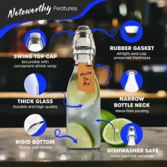 Nevlers 12oz Square Swing Top Glass Bottle Set (Pack of 12)