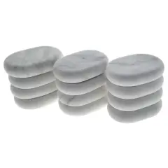 Royal Massage Premium White Marble Cold Massage Stones &ndash; Set of 12 Oval-Shaped Basalt Therapy Stones