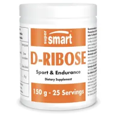 SuperSmart D-Ribose Powder (Natural Sugar) 6gm per Day - ATP Synthesis & Production - Universal Fuel for Energy | Non-GMO & Gluten Free - 150 g