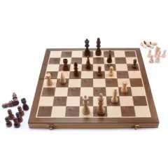GSE 15" Magnetic Wooden Chess Game Set, Folding Chess Board Set with 32 Chessmen & Storage Box
