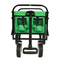 FURNIinspire Outdoor Serving Carts Minimeetall Collapsible Foldable Wagon Cart Utility Wagon Grocery Cart 225lbs, Green, 35.04"*22.44"*38.58"